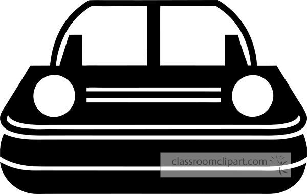 A simple black silhouette of a car viewed from the front