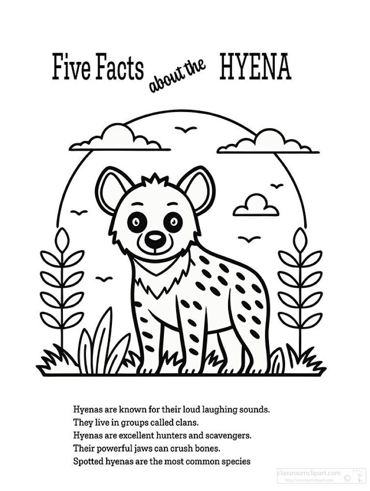 Fun Facts About Hyenas Coloring  Printable