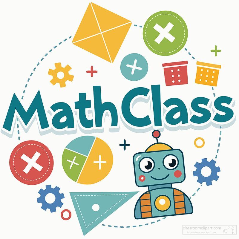 Students engage in an interactive math class led by a cheerful robot Colorful shapes and symbols fill the space inspiring creativity and curiosity in problem solving