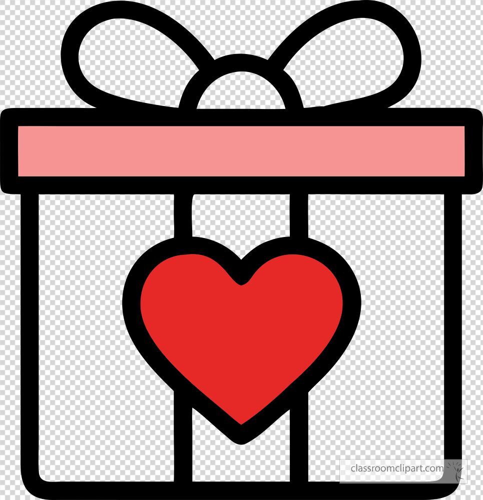 A cheerful gift box adorned with a ribbon and heart perfect for Valentines Day. Ideal for expressing love and affection during the holiday season.