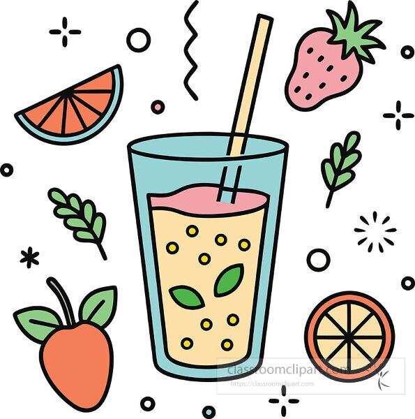 green juice Whimsy Pastel Doodle clip art