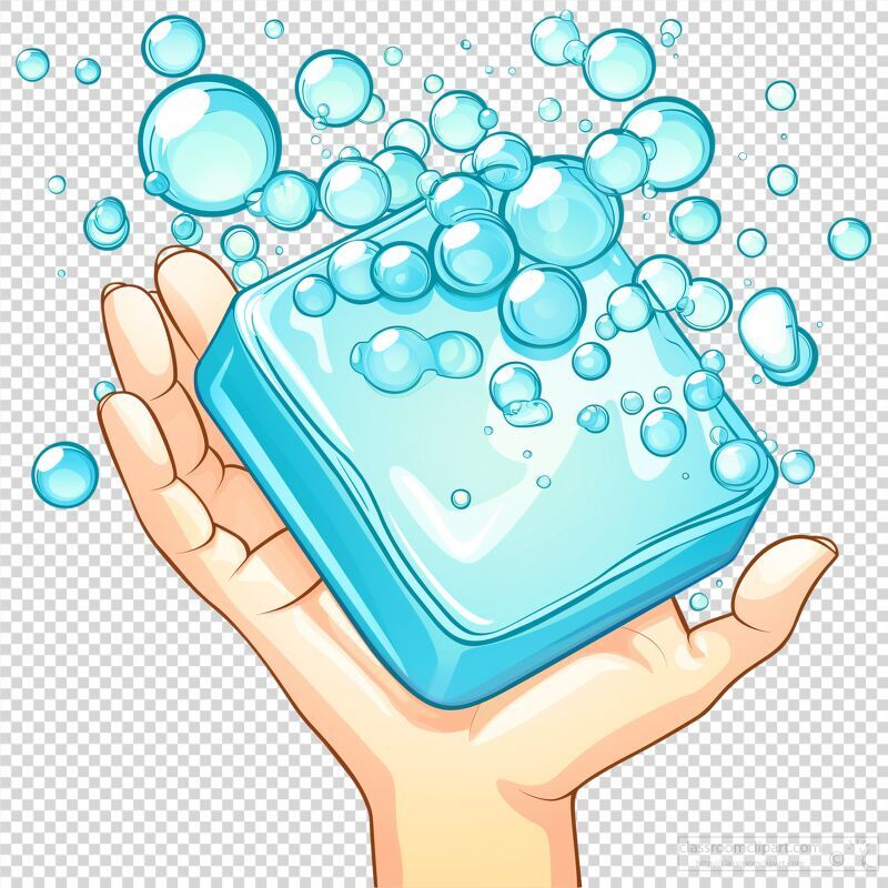 Hand Holds a Bar of Soap Surrounded by Bubbles