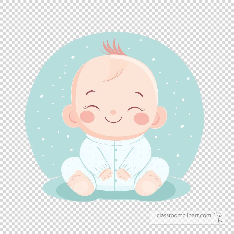 A joyful baby with a cute smile sits comfortably on a soft surface The background features a soothing pastel color creating a warm and inviting atmosphere for the scene