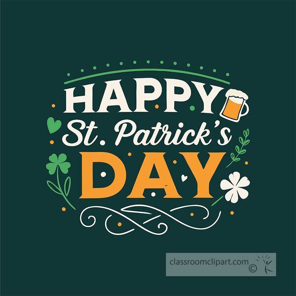 Cheerful design featuring beer clovers and festive colors for St Patricks Day