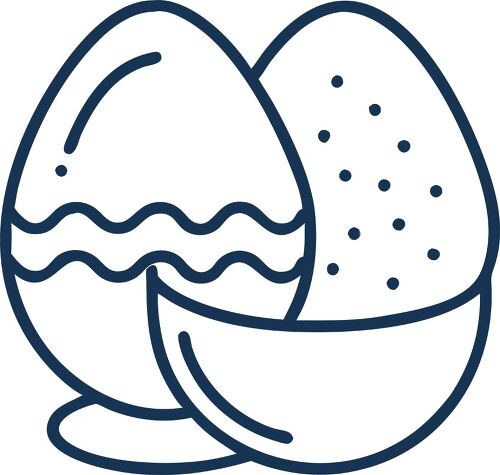 Line icon of hard boiled eggs with distinct outlines.