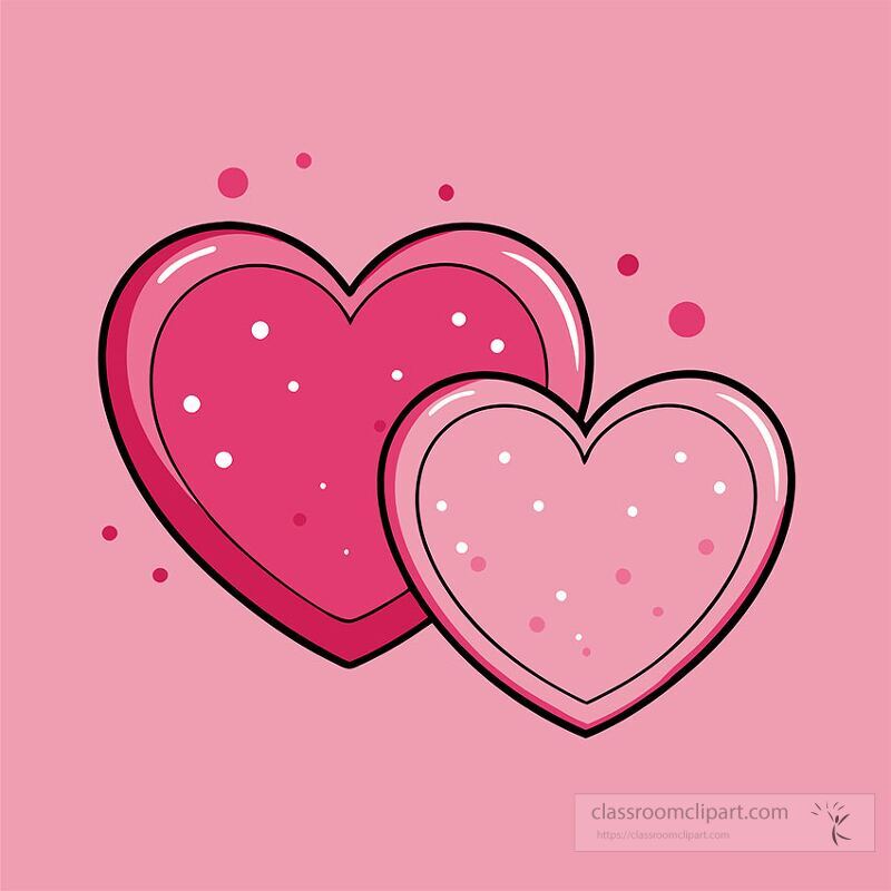 Two colorful hearts in shades of pink are set against a soft pink background This clip art is perfect for expressing love and affection in various projects