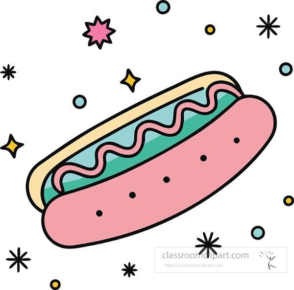 hot dog Pastel Doodle clip art