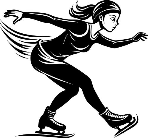 Silhouette of a skilled ice skater gliding with elegance