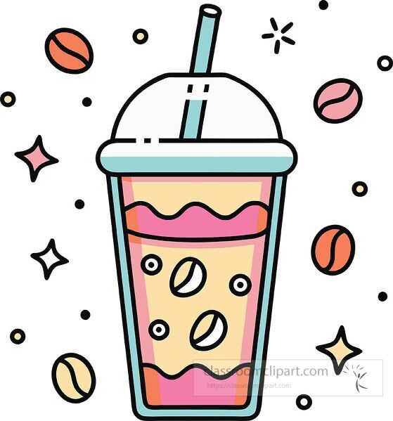 iced coffee Whimsy Pastel Doodle clip art