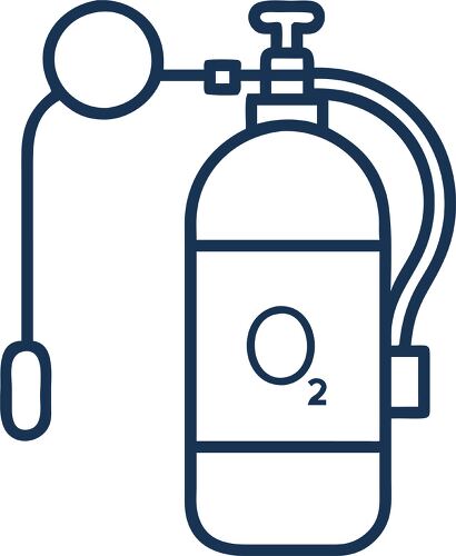 Visual representation of an oxygen tank commonly used for medical and safety purposes.