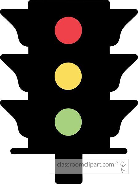 A simple illustration of a traffic light featuring three colored lights