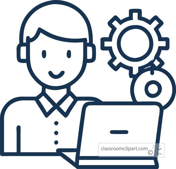 IT support staff helping users with computers icon