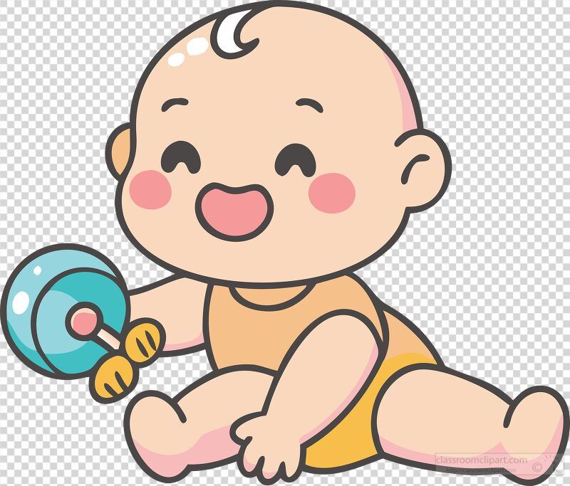 A happy baby boy sits on the floor eagerly playing with a bright cheerful toy. His joyful expression reflects pure delight during playful moments in a cozy indoor space.