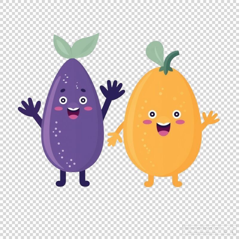 Joyful Flat Design Characters Representing Fruit Friendship