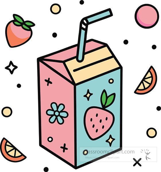 juice box Whimsy Pastel Doodle clip art