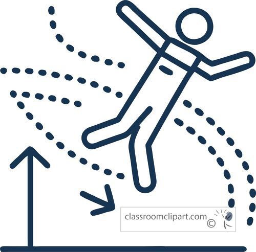 Outline of a long jump event depicting a jumping athlete in motion