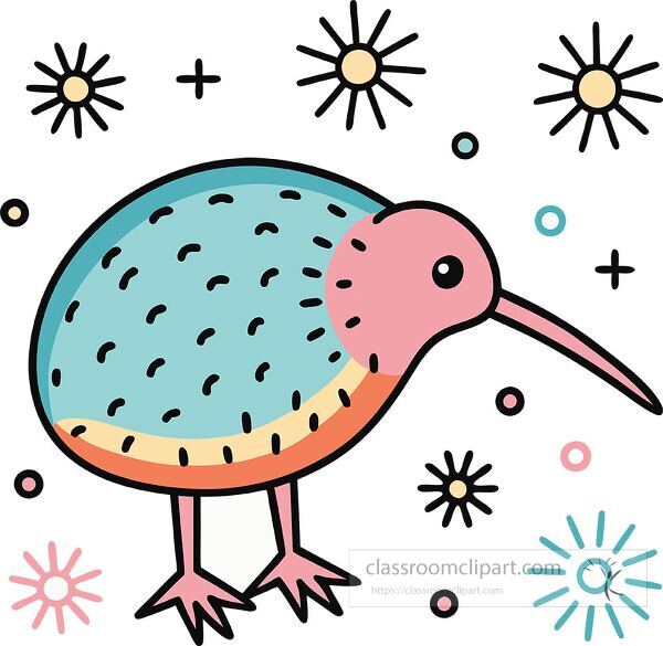 kiwi Whimsy Pastel Doodle clip art