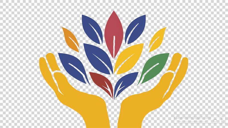 Logo Design Featuring Colorful Leaves and Hands for Branding