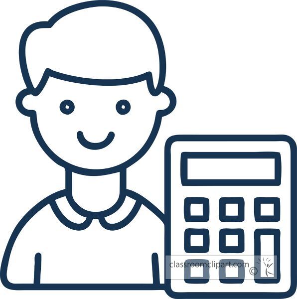 Student using a calculator for math study icon