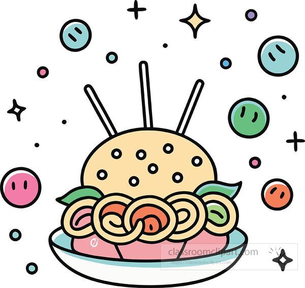 meatball Whimsy Pastel Doodle clip art