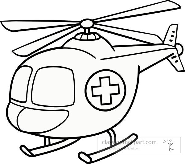 medical helicopter black outline coloring printable