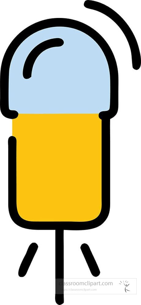 A colorful clip art design featuring a microphone with a light blue top and yellow lower section The straightforward design highlights the microphones shape and purpose in audio settings