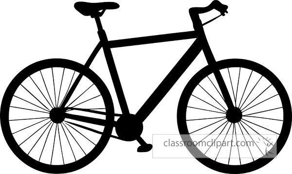 A silhouette of a bicycle, showcasing its frame, wheels, and handlebars in a minimalist style