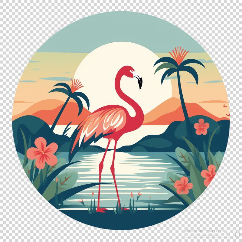 Modern Boho Logo Design Featuring a Flamingo in Nature