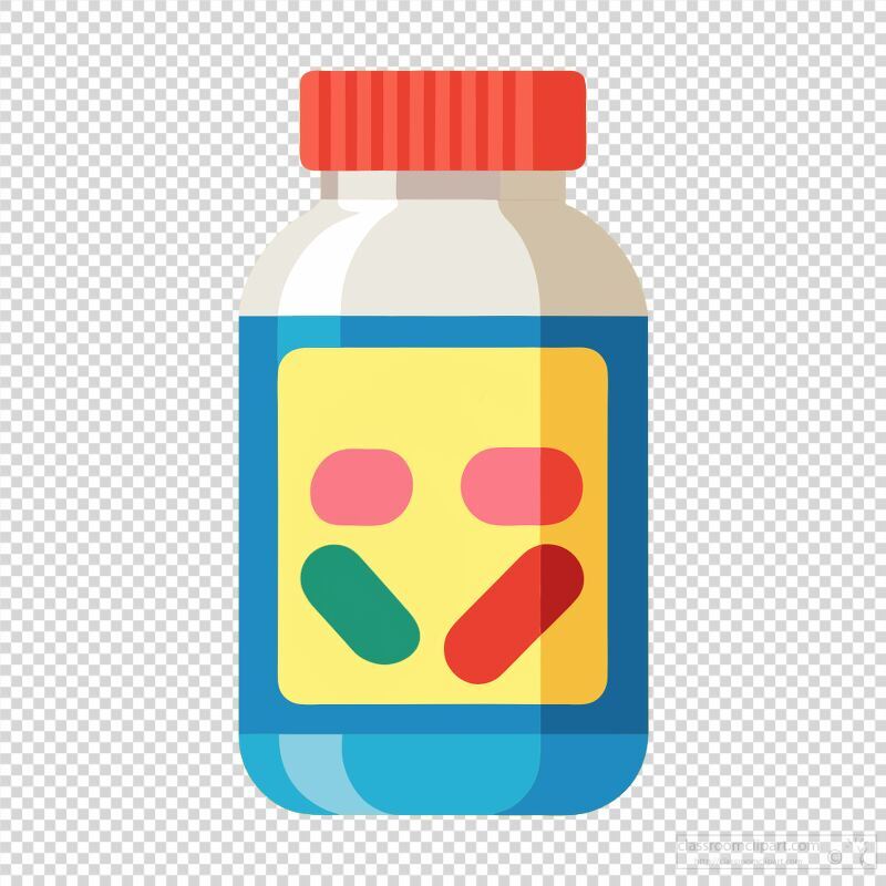 Multi Vitamin Bottle With Colorful Pills Displayed