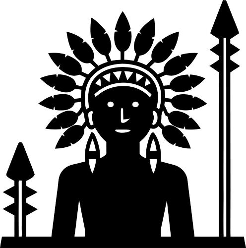 Silhouette of a Native American chief wearing a feathered headdress