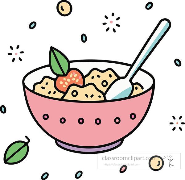 oatmeal bowl Whimsy Pastel Doodle clip art