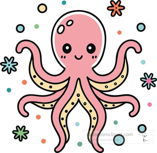 octopus Whimsy Pastel Doodle clip art