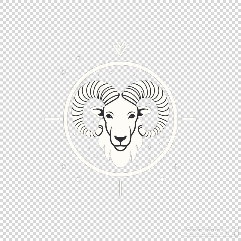 Outline Design of Aries Zodiac Sign Flat Vector Icon