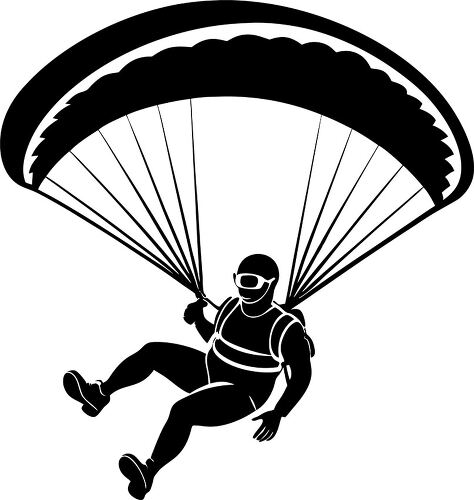 Silhouette of a paraglider gliding gracefully in the air