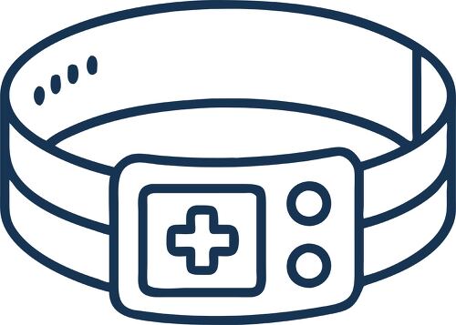 Icon illustrating a patient ID bracelet commonly used in healthcare settings.