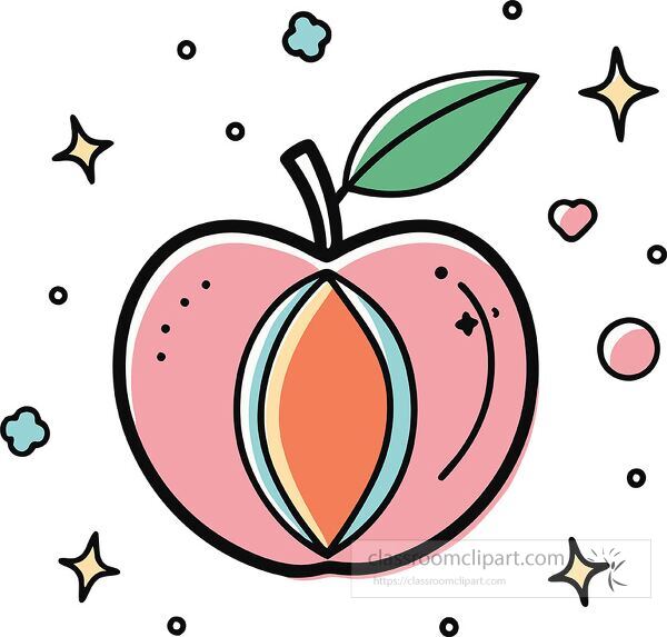 peach Whimsy Pastel Doodle clip art