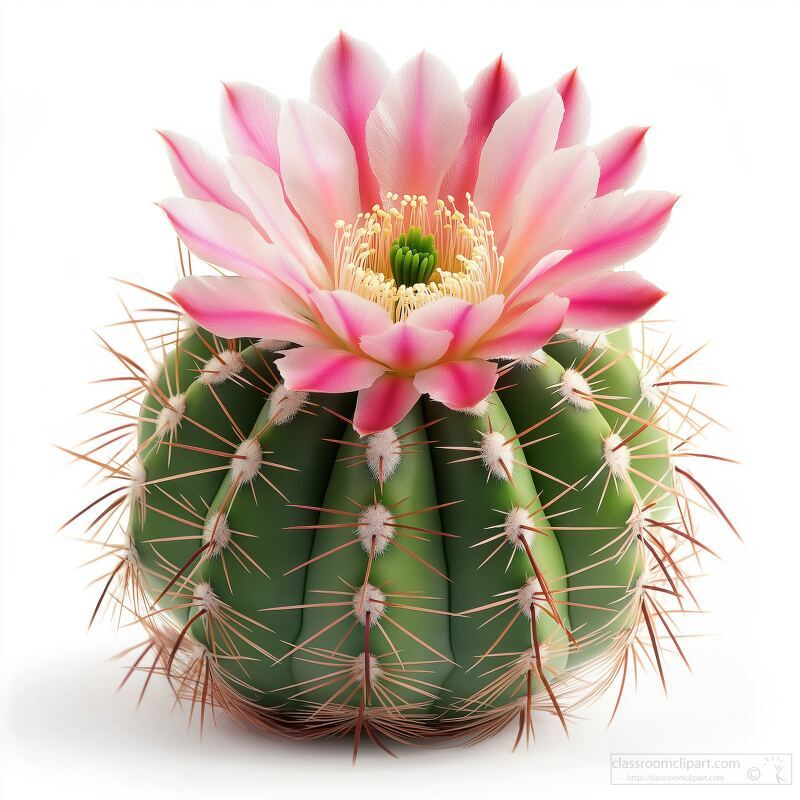 Blossoming Cactus Flower Against a White Background