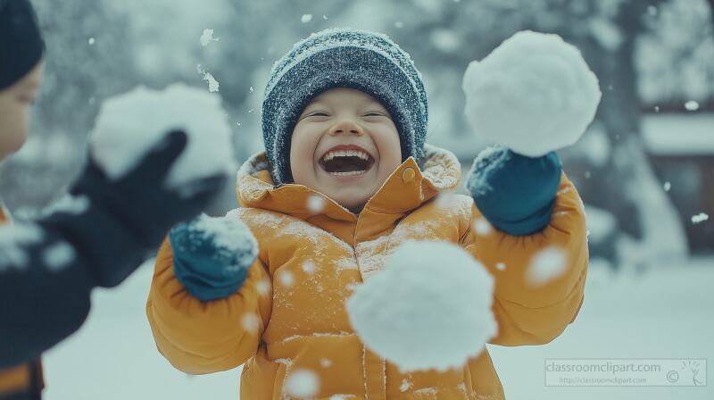 Laughter fills the air as children build snowmen and engage in playful snowball fights. The snowy landscape creates a magical backdrop for their joyful activities.