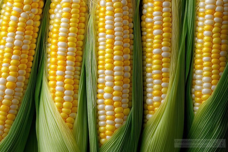 Close up of Vibrant Sweet Corn on Cob at Harvest