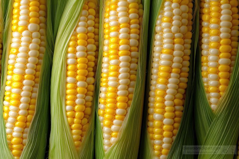 Close up View of Vibrant Sweet Corn Ready for Harvest