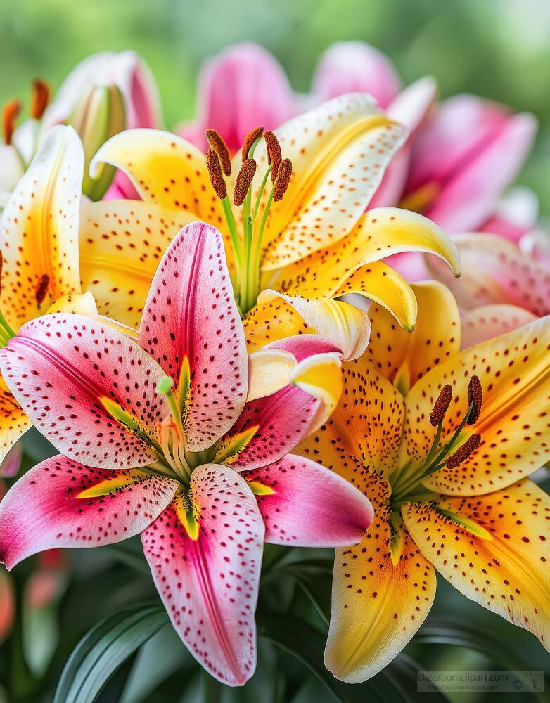 Colorful Lilies in Full Bloom Brighten the Garden