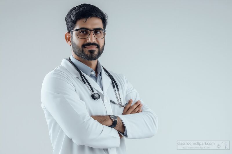 Confident Male Doctor in a Lab Coat With Stethoscope