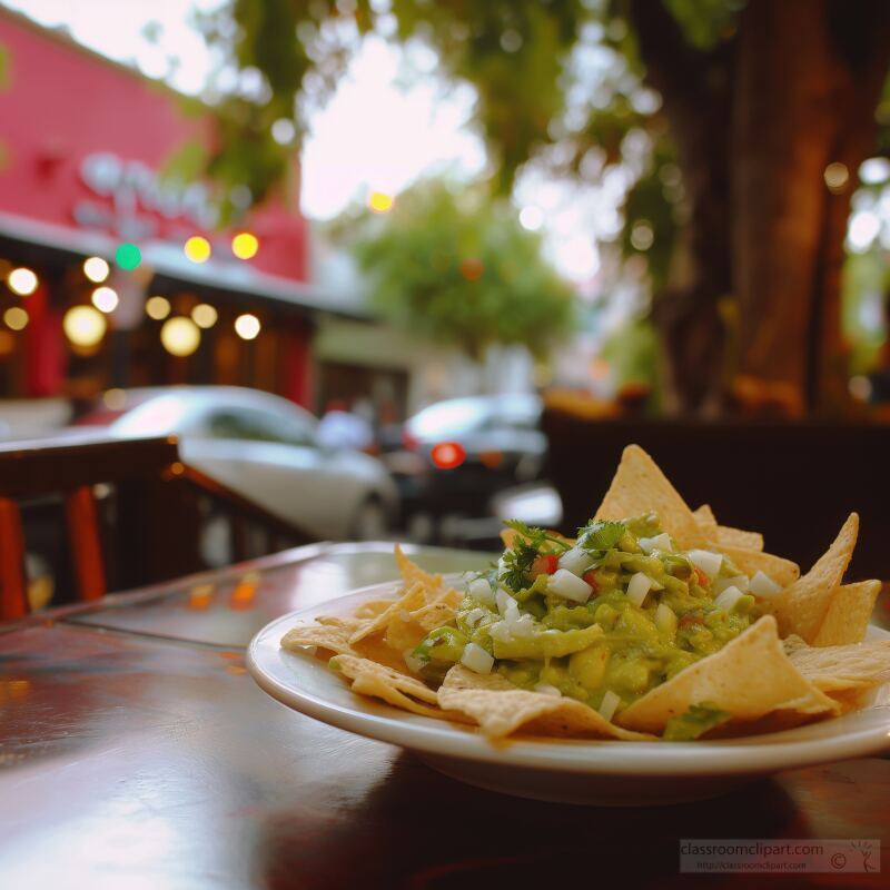 Enjoying Fresh Guacamole and Chips in a Vibrant City