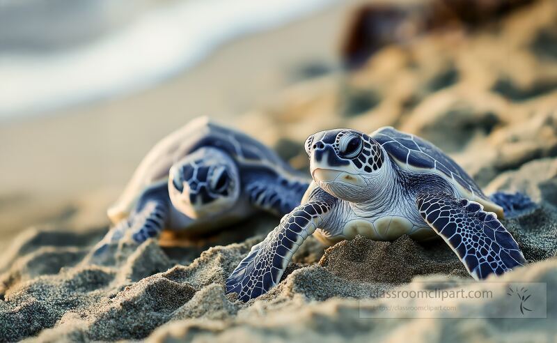 Female sea turtles are laying eggs in the warm sand along a Costa Rican beach under the gentle sunlight This vital nesting activity occurs during the mating season