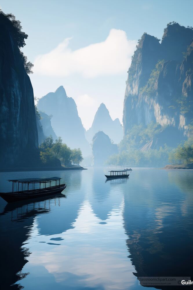 Serene Lake Surrounded by Majestic Mountains at Dawn