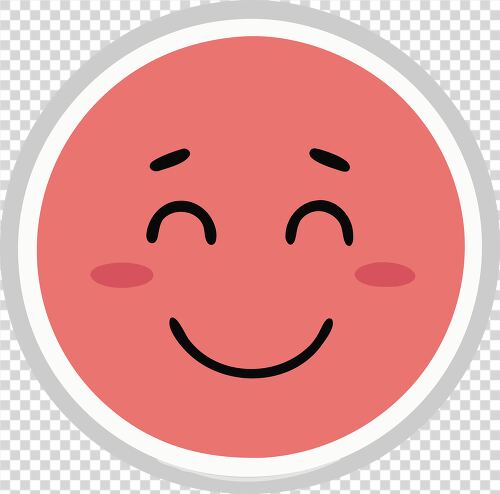 A cute pink emoji icon with a warm smile and soft blush ideal for representing joy shyness or love