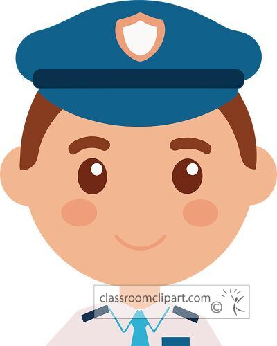 A cartoon avatar of a policeman in uniform and cap embodying duty and authority