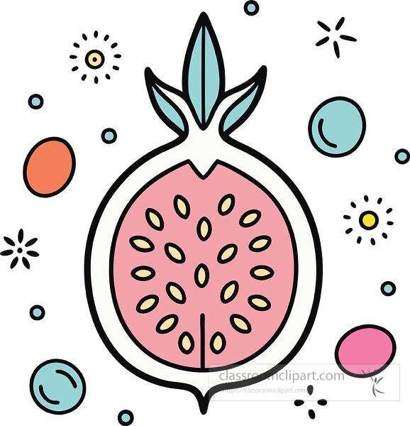 pomegranate Whimsy Pastel Doodle clip art