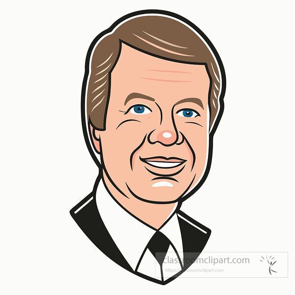 Portrait of Jimmy Carter with a friendly smile and hairstyle