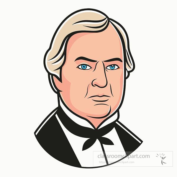 Simplified portrait of President Millard Fillmore illustrated simply.